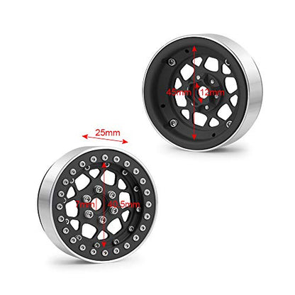 4PCS 1.9" Beadlock Wheels Rims Set, Matte Black | Aluminum Alloy, Upgrade Parts, For 1/10 Axial SCX10 CC01 D90 TRX4, RC Crawler Car - color: Matte Black
