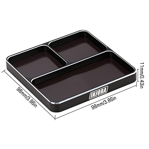 INJORA Screw Tray Nut Gasket Storage Tool for RC Car Boat Airplane Models,CNC Aluminium(Black) - color: Black