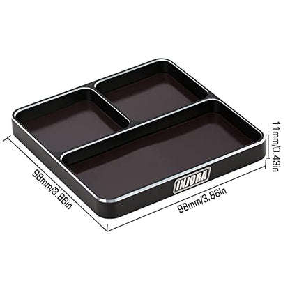 INJORA Screw Tray Nut Gasket Storage Tool for RC Car Boat Airplane Models,CNC Aluminium(Black) - color: Black