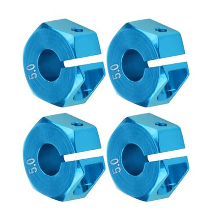 4 Pcs Universal Wheel Hex Hub Adapters,12mm Wheel Hex Mount with Pins and Screws,Wheel Hex Drive Adapters Hub RC Model Vehicle Accessory for RC Spare Part RC Car Upgrade Parts (5.0MM Blue) - size: 5.0MM blue