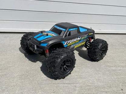 1:16 Scale Storm RC Monster Truck, 4WD Off-Road Remote Control Car, Brushed Motor, RTR, Blue/Black