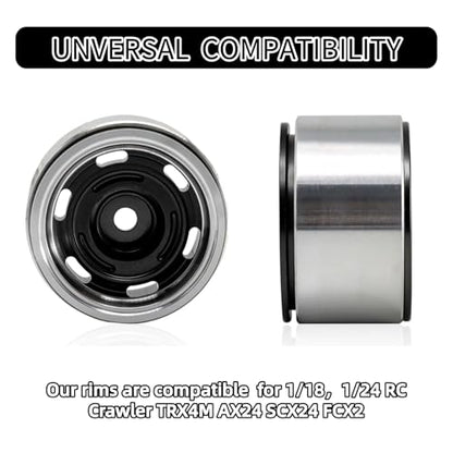 1.0 Beadlock Wheels, 4pcs Black | Aluminum RC Rims Hub with Positive Offset 7mm Hex for 1/18 1/24 RC Crawler Traxxas TRX4M Axial SCX24 AX24 FMS FCX24 Upgrades - color: Four Hole Model-black