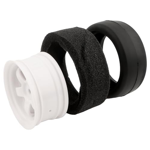 4-Pack RC 1/10 Scale On Road Soft Slick Tires OD2.55 Rubber Wheel Rims 12mm Hex Compatible with Traxxas 4 Tec 2.0 Tamiya TT01 XV01 Kyosho WR8 Sakura WLtoys HPI Touring Racing Car - color: White