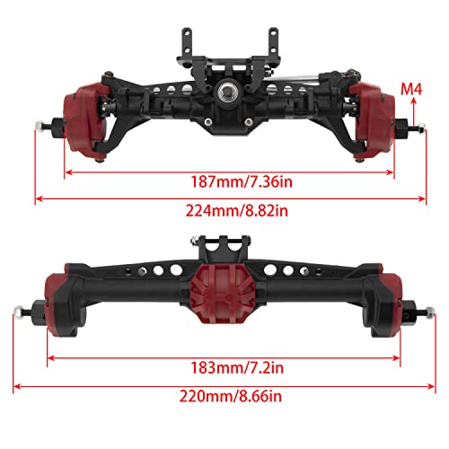 MEUS RACING SCX10 Axles Front & Rear Portal Axles for Axial SCX10 SCX10 II 1/10 RC Crawler Upgrade Pasrts, Nylon Axles with Steel Gears and Metal Bearings（Red） - color: Red