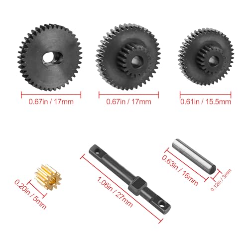 HobbyPark Metal Steel 16.6:1 Ratio Transmission Gear Pinion Set Gears w/Brass Motor Pinion for TRX4M TRX4MT 1/18 RC Crawler Car