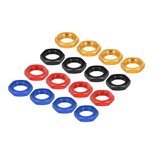 MECCANIXITY Aluminum 17mm x M12 RC Nut Pack of 16 (4 Colors) Hex Wheel Nuts for 1/8 RC Model Car Trucks Off Road Upgraded Parts