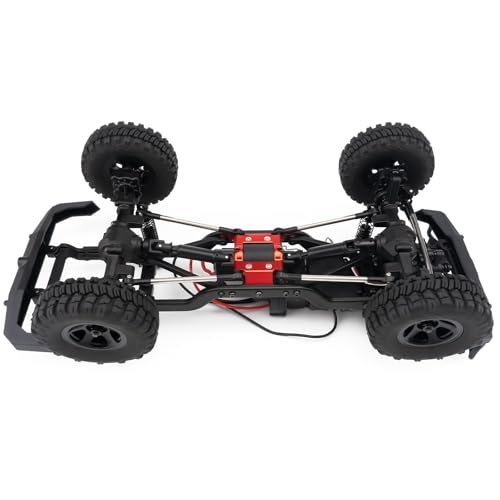 CNC Aluminum Center Frame Brace Transmission Skid Plate Gearbox for FMS FCX18 LC80 1/18 RC Crawler Car Upgrades (Red) - color: Red