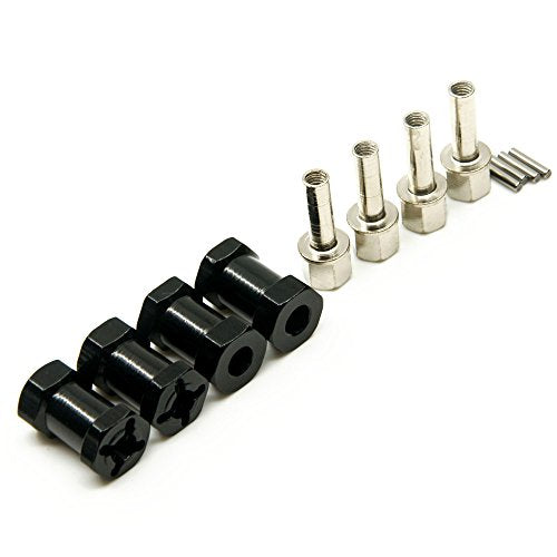RC 12mm Wheel Hex Drive Hubs Combiner Coupler Aluminum 15mm/20mm/25mm/30mm Offset Extension Longer Combiner Drive Adapter for 1/10 Axial SCX10 Wraith RC Car Upgrade Parts (Black - 20mm) - color: Black - 20mm