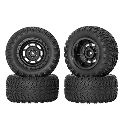 12mm Hex RC Wheels and Tires for 1/14 Hyper Go H14BM Tires and Wheels for 1/10 Scale Traxxas RC Short Course Truck Riaario Amoril Mini RC Truck Tires Wheels PreGlued 4PCS