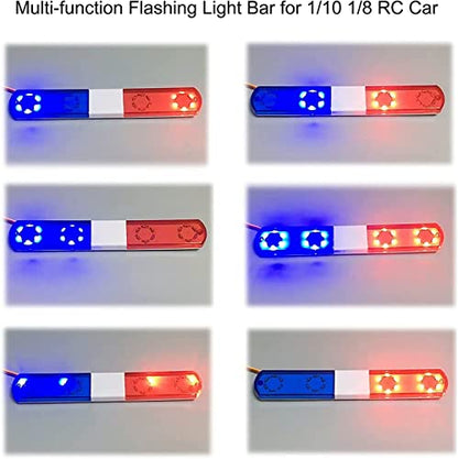 RC Car Alarming Light,WONFAST Multi-Function LED Police Night Light Bar Flash Lamp Compatible with 1/8 1/10 1/12 RC Model Car for HSP TRX4 Tamiya CC01 Axial SCX10(115mm-Red/Blue) - color: 115mm-Red/Blue