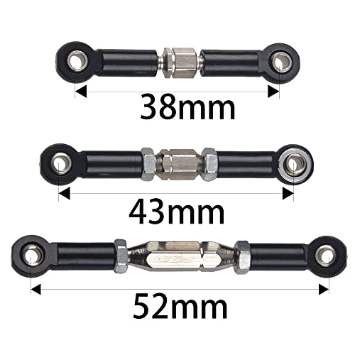 ShareGoo Aluminum Turnbuckle Pull Rod Steering Linkages Arm Tie Rod Ends Servo Link Rod with Screwdriver Compatible with WLtoys 144001 1/14 RC Car Buggy,Black