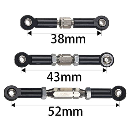 ShareGoo Aluminum Turnbuckle Pull Rod Steering Linkages Arm Tie Rod Ends Servo Link Rod with Screwdriver Compatible with WLtoys 144001 1/14 RC Car Buggy,Black
