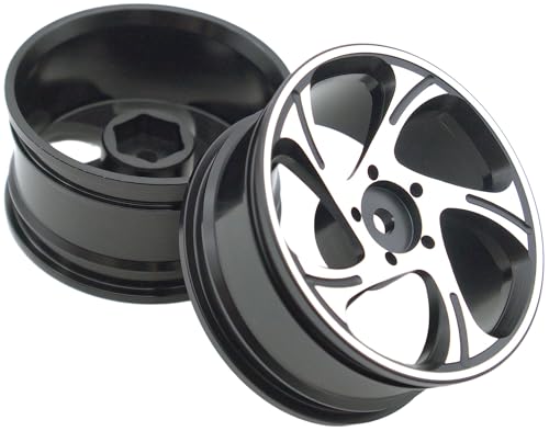 1/10 RC Drift Tires And Aluminum Wheels Rims Rally Racing Tyres 12mm Hex for 1:10 Scale On Road Touring Street Car Tamiya Traxxas HPI KYOSHO XV02 XV01 TT01 TT02 PTG2 A959 4PCS (Silver & Black)