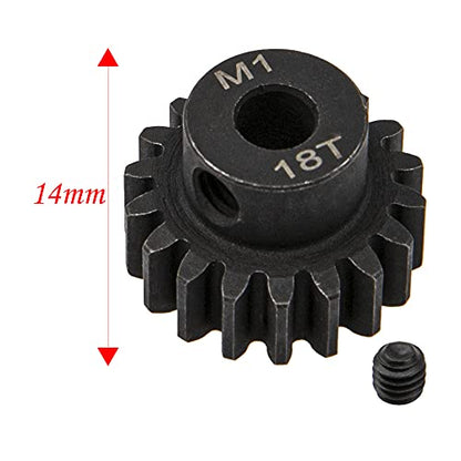 ShareGoo Mod 1 Hardened Steel M1 Pinion Gear Sets 15T 16T 17T 18T fit 5mm RC Motor Shaft Compatible with Arrma Traxxas Axial HSP Redcat Losi 1/8 1/10 Scale RC Car Truck Buggy