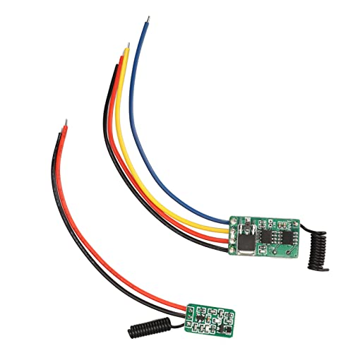 RF Remote Control Switch Kit, Including DC6V to 36V Receiver and DC5V to 24V Transmitter Mini RF Switch Contactless Small PCB Board 433MHz for Wall Floors Doors