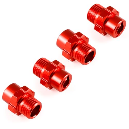 4Pcs Aluminum Alloy RC Hex Combiner Wheel Hex Hub Adapter Upgrades for 1/8 Tra-xxas Jato VXL 2S RC Monster Trucks (Red) - color: Red