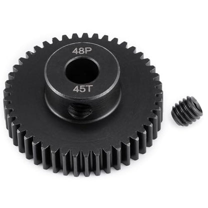 Steel 48P Motor Gear 5mm Bore 45T for 1/10 1/8 1/6 1/5 RC Buggy | Monster Truck Drift Car Off-Road Crawler Part Pinion Gears - size: 45T