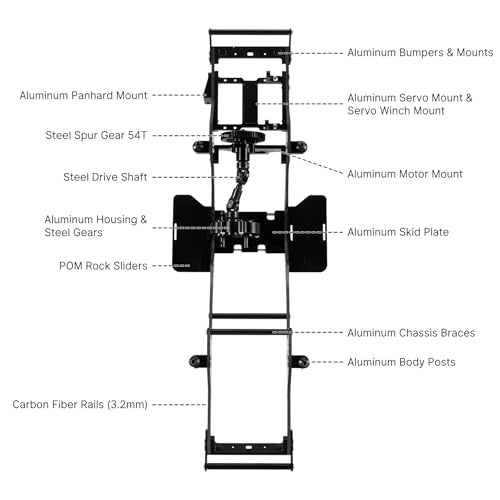 INJORA Front Mounted Transmission LCG Carbon Fiber Chassis Kit for 1/10 RC Crawlers Upgrade(INC-10F)
