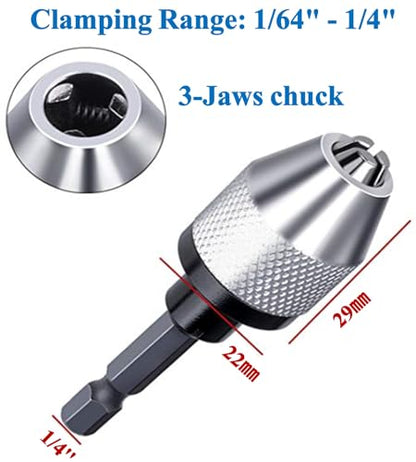 aiyun Impact Drill Adapter Keyless Chuck Hex Shank (0.3-6.5mm,0.3-6.5mm) - size: 0.3-6.5mm x 2