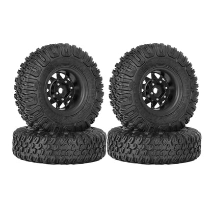 4PCS RC Car 1.55 Inch Tyres Aluminum Alloy Metal Beadlock Wheel Rim and Rubber Tires for 1/10 RC Crawler Car for Axial AX90069 D90 TF2 Tamiya CC01 LC70 MST JIMNY(85mm-10Holes Black) - color: 85mm-10Holes Black