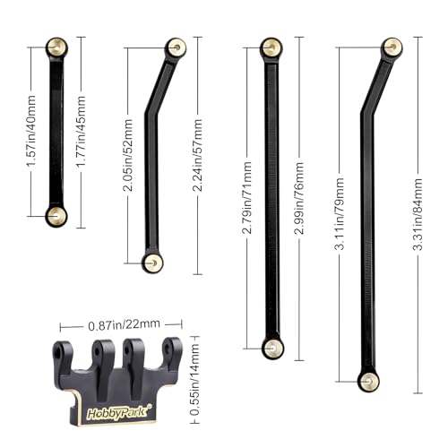 Hobbypark Aluminum High Clearance Links Set & Brass Link Mounts for Axial SCX24 Gladiator 1/24 Crawler Car Upgrade Parts