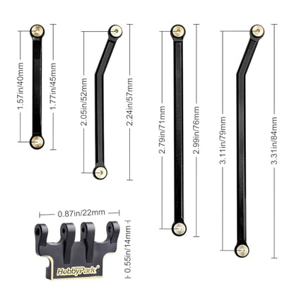 Hobbypark Aluminum High Clearance Links Set & Brass Link Mounts for Axial SCX24 Gladiator 1/24 Crawler Car Upgrade Parts