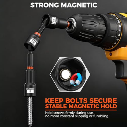 Upgraded 79-Piece Magnetic Impact Nut Driver Set, Metric & SAE with 3LB Magnetic Pickup Tool, Socket Adapters, Wing Nut Driver, Universal Sockets, Quick-Change Bit Holder & Extensions, Power Bits - style: Multi-Use Kit