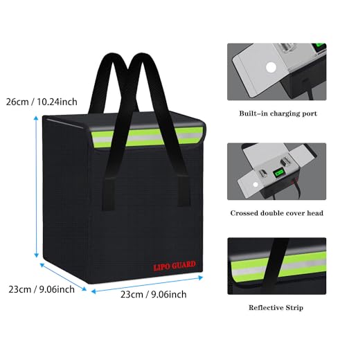 23 * 23 * 26cm Lipo Battery Safe Bag Large Capatity for Lipo Battery Pack Storage Charging Transport,Home Office Travel Lipo Safe Storage Pouch - size: 230*230*260mm