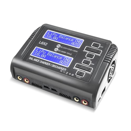 LiPo Battery Charger Dual RC Battery Charger Discharger 240W 10A for 1-6S LiPo LiHV Li-ion Life 1-15S NiCD NiMH PB Smart Batteries, Dual Channel Fast Balance Charger, RC Car Drone Boat
