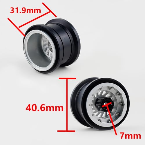 DJX TRX4MT Wheel Rims Aluminum Deep Dish Wheels for 1/18 Traxxas TRX-4MT F-150 K10 RC Monster Truck Upgrade Parts(Silver) - color: Silver