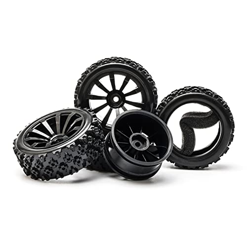 High-Performance 4-Pack Off-Road 12mm Hex Rc Wheels and Tires | 1/10 Scale Rc Tires Upgrade for Enhanced Driving Experience (Black) - color: All Black