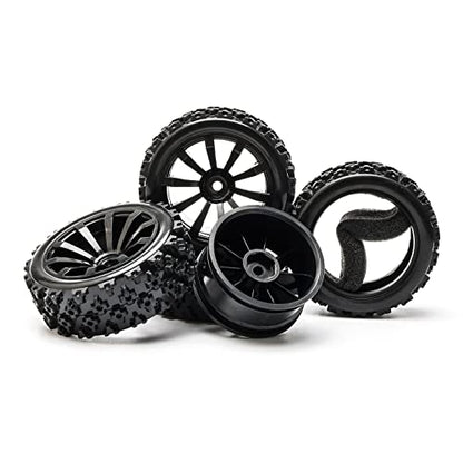 High-Performance 4-Pack Off-Road 12mm Hex Rc Wheels and Tires | 1/10 Scale Rc Tires Upgrade for Enhanced Driving Experience (Black) - color: All Black