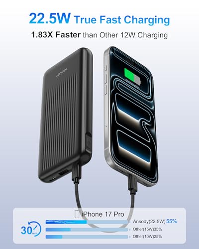 2-Pack Power Bank, 10000mAh 22.5W Fast Charging Portable Charger | Travel Essential, 2 Outputs & 2 Inputs, Slim USB C Digital Display Battery Pack for iPhone Galaxy iPad Tablets, Black & Black - color: Black & Black