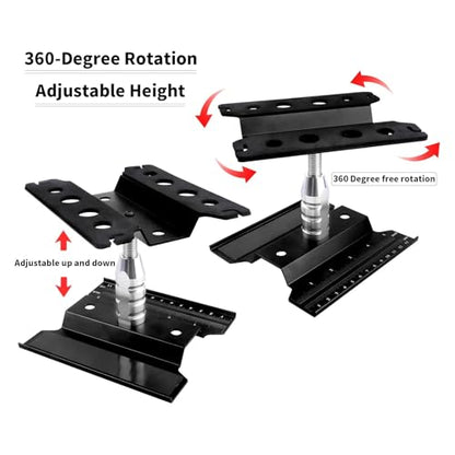 RC Car Work Stand Aluminum Repair Workstation 360 Degree Rotation Lift Lower w/Screw Tray Tools for 1/10 1/12 1/16 Scale Traxxas TRX4 Axial Arrma Redcat Losi RC Crawler Monster Truck Buggy (Black) - color: Black