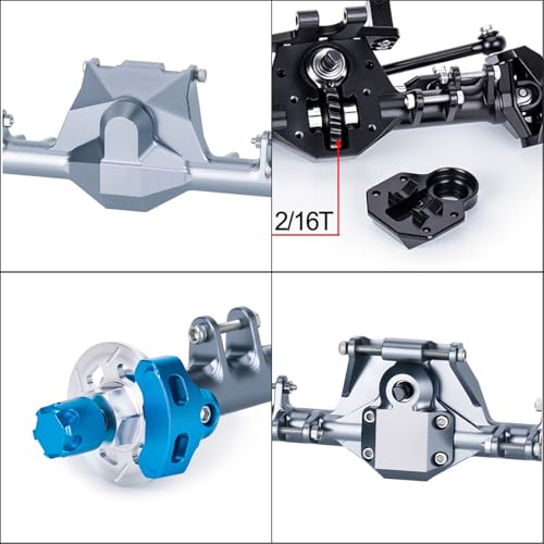 +9mm Front Rear Axle with Hydraulic Steering Link for Axial SCX24 Deadbolt C10 JLU Gladiator Bronco 1/24 RC Crawler Upgrade (Titanium) - color: Titanium