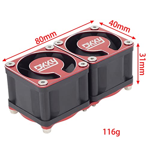 DKKY RC Motor Cooling Fan Heatsink 2Pcs DIY Kit for TRX4 ARRMA Axial 1/10 1/8 1/5 RC Model Car Upgrade Parts (Red) - style: Red