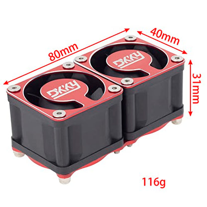 DKKY RC Motor Cooling Fan Heatsink 2Pcs DIY Kit for TRX4 ARRMA Axial 1/10 1/8 1/5 RC Model Car Upgrade Parts (Red) - style: Red