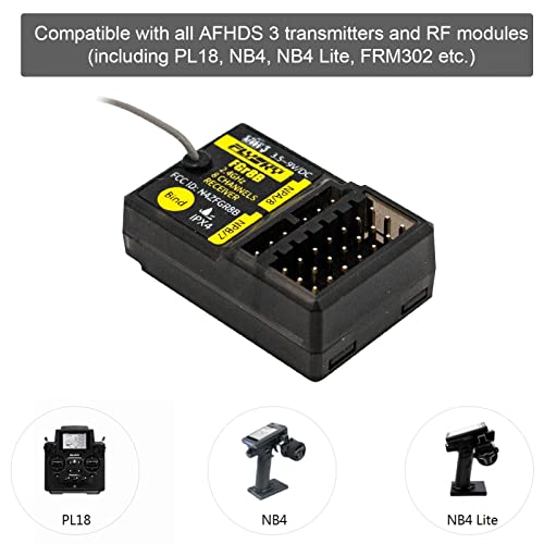 HTLNUZD Flysky FGR8B 2.4GHz 8CH Remote Control Receiver, Output AFHDS 3 PWM/PPM/i-Bus RF Modules Compatible FS PL18 / Noble NB4 Pro / NB4 Lite/ FRM302 Transmitters for Rc Car Boat