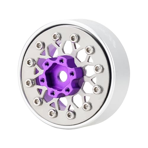 4PCS Grade 5 Titanium Wheel Face Aluminum 1.0 Inch Wheels Hubs for 1/24 Axial SCX24 TRX4M FCX24 Redcat Ascent-18 1/18 RC Crawler Car Upgrade Parts - color: Purple