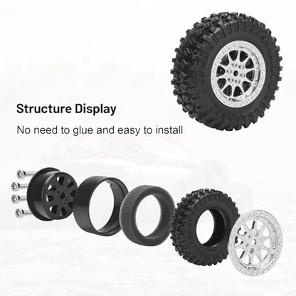 1/12 RC Rubber Tires, daitoku RC Car Tires and Wheels for 1/12 WPL B14 B24 C14 C24 MN D90 D91 D96 D99 - Style C (Silver) - color: Silver