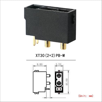 ELFCULB 5pcs Amass XT30(2+2) PB Male Connectors, Gold Plated for RC UAV Robots (Black) - color: 5pcs XT30(2+2)PB Male