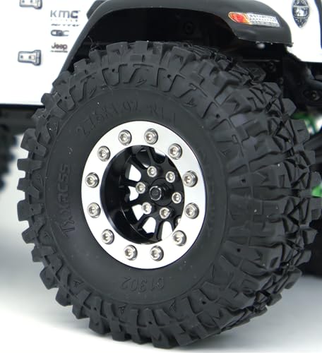 1.3 Beadlock Wheels & Brass Rim 46.5g Offset-3mm for 1/18 1/24 RC TF (Black & Silver) - color: Black & Silver