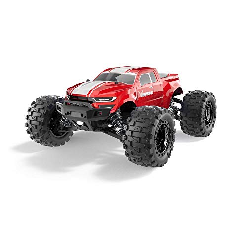 Redcat Racing Volcano 16 1/16 Scale RC Monster Truck – Electric Remote Control Car with 4WD, LED Lights, 2.4GHz Radio, 2 Rechargeable Li-Ion Batteries & Charger - Red - color: Red