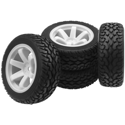 75mm/2.95'' Rubber Tires & Plastic Wheel Rims 12mm Hex w/Foam Compatible with HSP Tamiya HPI Kyosho 1/10 1/12 On-Road RC Touring Car,WLtoys 1/14 144001 RC Buggy (White) - color: White