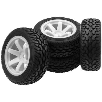 75mm/2.95'' Rubber Tires & Plastic Wheel Rims 12mm Hex w/Foam Compatible with HSP Tamiya HPI Kyosho 1/10 1/12 On-Road RC Touring Car,WLtoys 1/14 144001 RC Buggy (White) - color: White