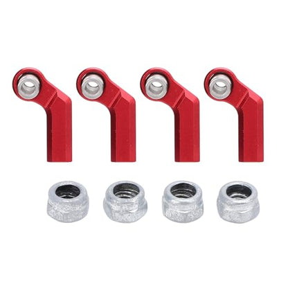 4 Set RC Link Rod End Alloy M4 Curved CW 7mm Ball Joint Head, Wireless Remote Control Car Tie Rod End with Standard M4 Thread, Replacement Part for 1/10 Scale Model (Red) - color: Red