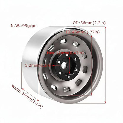 AMK 1.9 Beadlock Wheels Steel 4Pcs – RC Rock Crawler Wheel Rims -8.9mm Offset for 1/10 TRX4 TRX6 SCX10 Jeep Capra Gen8, 12mm Hex Upgrade