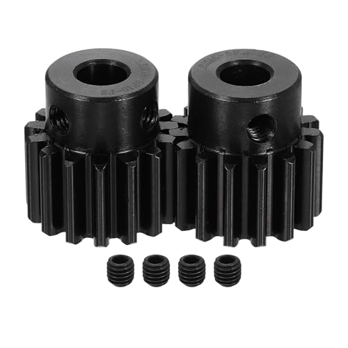 uxcell 2Pcs 1.5 Mod 15T Spur Gear 8mm Bore, 1045 Steel Pinion Gear Black Surface Treatment, 20° Pressure Angle, for Spur Rack and RC Model Car or Motor DIY(18mm) - size: 1.5 Mod 15T, 8mm x 18mm
