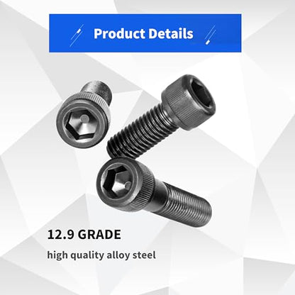 440 Pcs M3 Small Metric Screws with Nuts, Hex Socket Head Cap and Nut Assortment Kits, Alloy Steel Replacement Machine Fastener Screws and Bolts Nuts (440Black) - color: 440Black