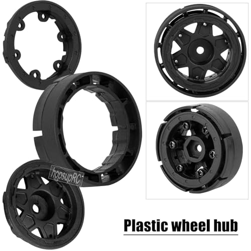 RC 1.0" Plastic Wheel hub and Tire for 1/18 TRX4M 1/24 Axial SCX24 FCX24 Scale RC Crawler Car.Crawler Tires Wheels,4PCS.(Black-C)